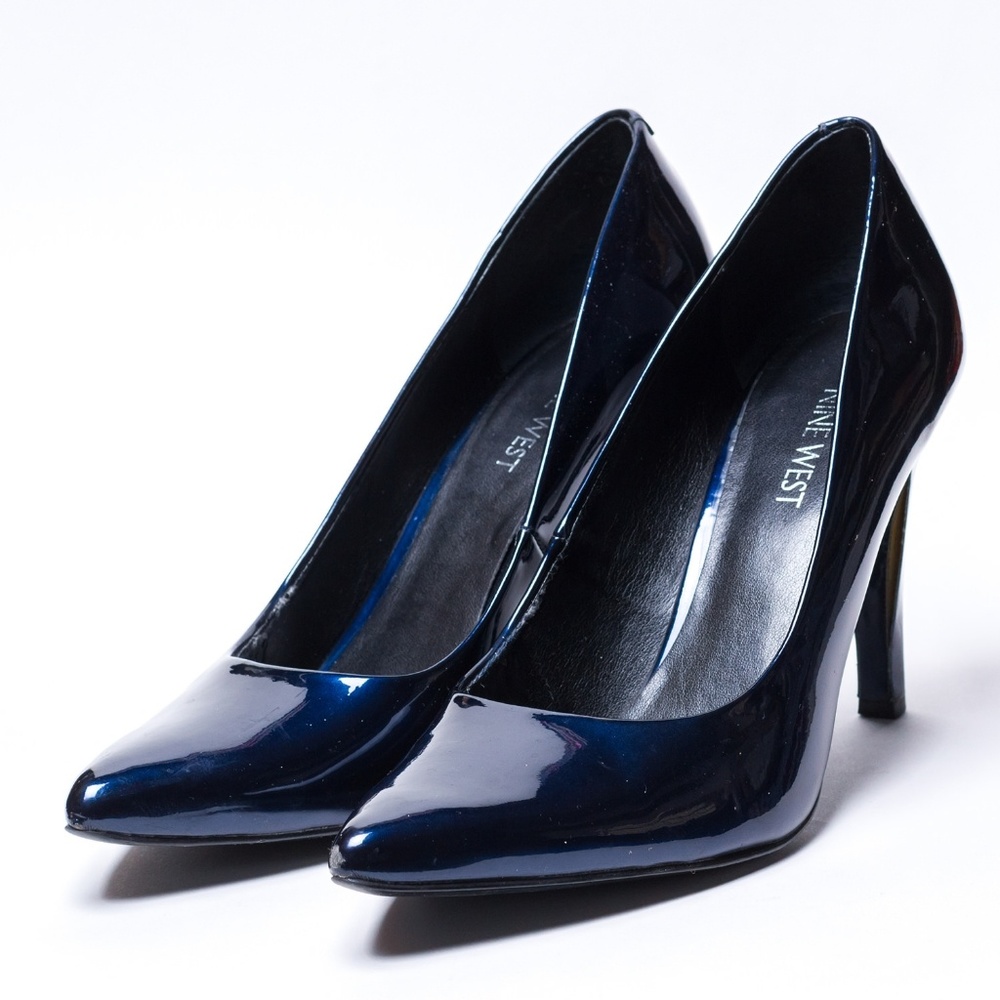 Nine West metallic blue heels